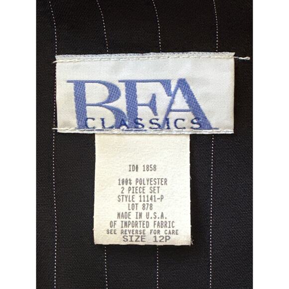 VTG BFA Classics Dress Suit 12P Navy Pinstriped Power Suit Girl Boss Business - Picture 12 of 16